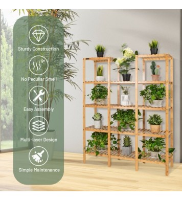 Multifunctional Bamboo Shelf Flower Plant Display Stand