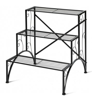 3-Tier Metal Plant Rack Garden Shelf in Stair Style