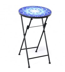 14 Inch Round End Table with Ceramic Tile Top