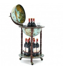 17 Inch Globe Wine Bar Stand 16th Century Italian Map Liquor Bottle Shelf Cart