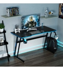 47.5 Inch Z-Shaped Computer Gaming Desk with Handle Rack-Red