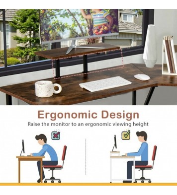 88.5 Inch L Shaped Reversible Computer Desk Table with Monitor Stand-Black