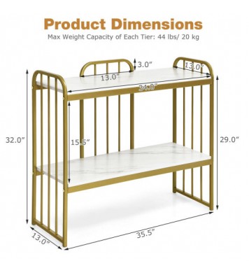 2-Tier Modern Buffet Console Table with Storage Shelf-White