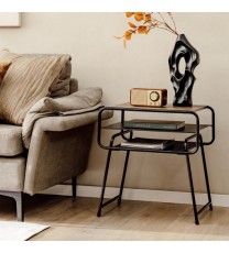 3-tier Compact Side End Table with Storage Shelf-Coffee