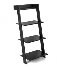 4-Tier Ladder Shelf with Solid Frame and Anti-toppling Device-Black