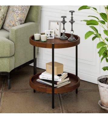 2-Tier Retro End Table with Bottom Shelf