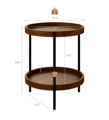 2-Tier Retro End Table with Bottom Shelf