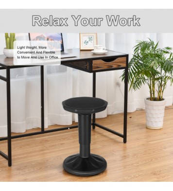 Adjustable Active Learning Stool Sitting Home Office Wobble Chair with Cushion Seat -Black