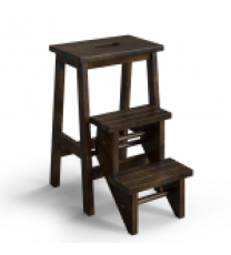 3-in-1 Rubber Wood Step Stool with Convenient Handle-Brown