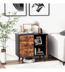 Mid-Century Wood Storage Cabinet with Door and 3 Drawers