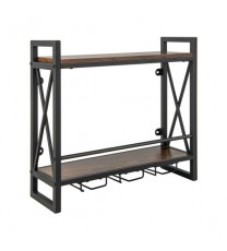 Industrial Wall Mounted Wine Rack with 3 Stem Glass Holders