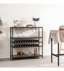 5-tier Wine Rack Table with Glasses Holder