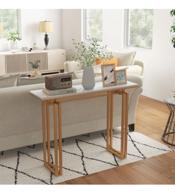 43.5 Inch Console Table with Heavy-duty Metal Frame-Golden