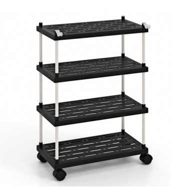 4-Tier Kitchen Slim Storage Cart with Lockable Wheels-Black