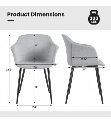 Set of 2 Upholstered Dining Chair with Ergonomic Backrest Design-Off White