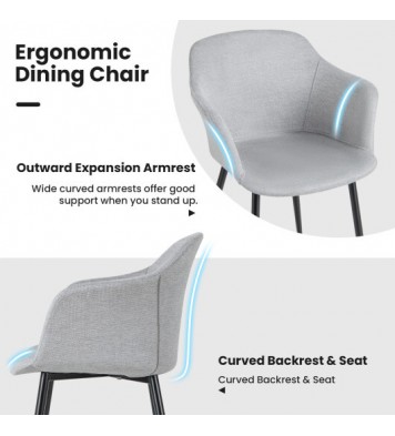 Set of 2 Upholstered Dining Chair with Ergonomic Backrest Design-Off White