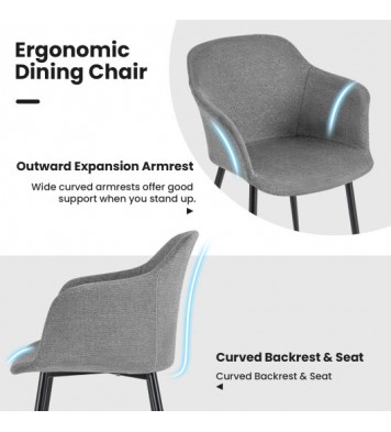 Set of 2 Upholstered Dining Chair with Ergonomic Backrest Design-Off White