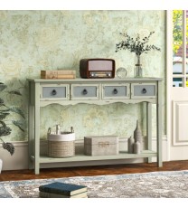 48 Inch Farmhouse Console Table with 2 Drawers and Open Storage Shelf for Hallway