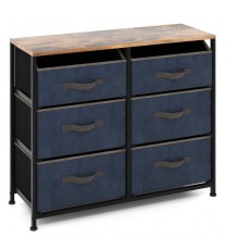 6-Drawer Dresser with Metal Frame and Anti-toppling Devices-Rustic Brown