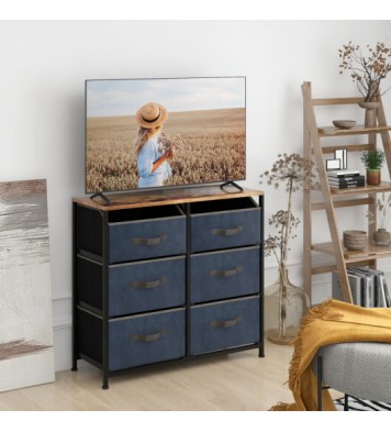 6-Drawer Dresser with Metal Frame and Anti-toppling Devices-Rustic Brown