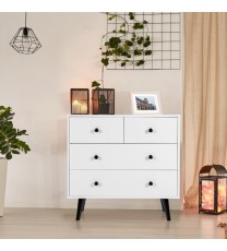 4 Drawers Dresser Chest of Drawers Free Standing Sideboard Cabinet-White