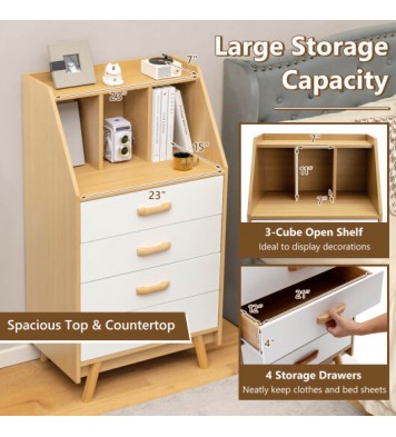 4-Drawer Dresser with 2 Anti-Tipping Kits for Bedroom-Natural