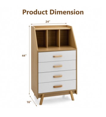 4-Drawer Dresser with 2 Anti-Tipping Kits for Bedroom-Natural