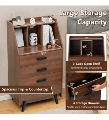 4-Drawer Dresser with 2 Anti-Tipping Kits for Bedroom-Natural