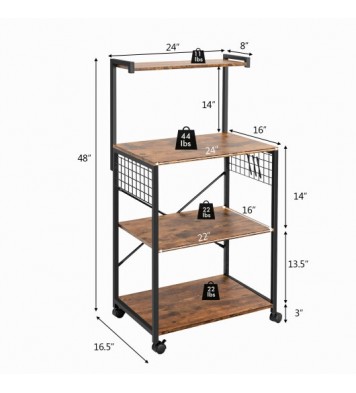 4-Tier Kitchen Baker's Rack on Wheels