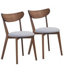 Set of 2 Dining Chairs Upholstered Curved Back Side