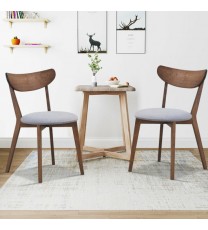 Set of 2 Dining Chairs Upholstered Curved Back Side