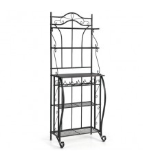 5-Tier Metal Kitchen Baker's Rack with 5 Wine Bottles Rack