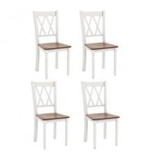 Set of 4 Wooden Farmhouse Kitchen Chairs with Rubber Wood Seat