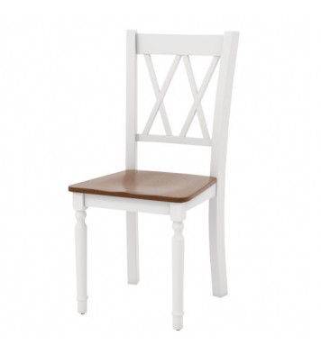 Set of 4 Wooden Farmhouse Kitchen Chairs with Rubber Wood Seat