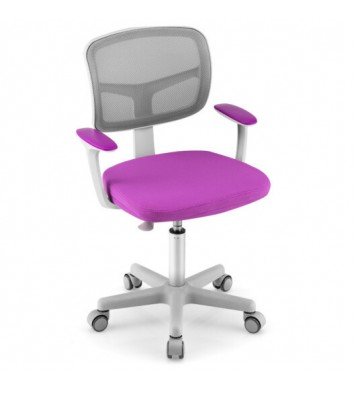 Adjustable Desk Chair with Auto Brake Casters for Kids-Purple