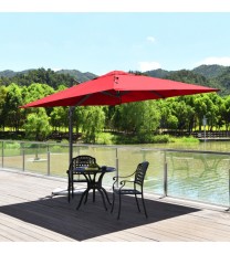 10 x 10 Feet Patio Offset Cantilever Umbrella with Aluminum 360-degree Rotation Tilt-Wine