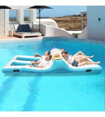 Floating 4 Person Inflatable Lounge Raft with 130W Electric Air-White