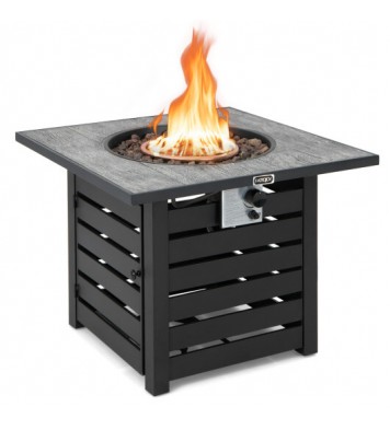 Square Propane Fire Pit Table with Lava Rocks and Rain Cover