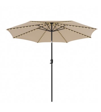 10 Feet Patio Umbrella with 112 Solar Lights and Crank Handle-Coffee