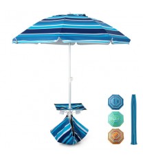 6.5 Feet Patio Beach Umbrella with Waterproof Polyester Fabric-Blue