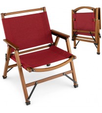 Patio Folding Camping Beach Chair with Solid Bamboo Frame-Red