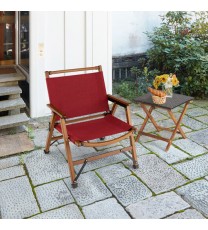 Patio Folding Camping Beach Chair with Solid Bamboo Frame-Red