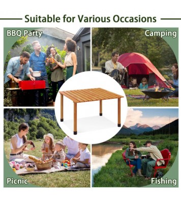 Folding Outdoor Camping Table with Carrying Bag for Picnics and Party-Natural