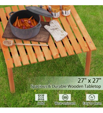 Folding Outdoor Camping Table with Carrying Bag for Picnics and Party-Natural