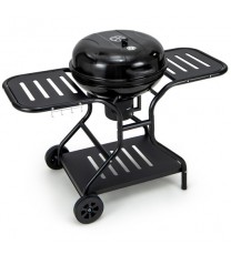 22 Inches 2 Layer Racks Barbecue Grill with Wheels for Outdoor Camping-Black