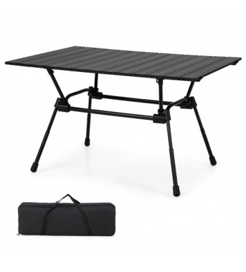 Folding Heavy-Duty Aluminum Camping Table with Carrying Bag-Black