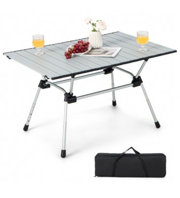 Folding Heavy-Duty Aluminum Camping Table with Carrying Bag-Black