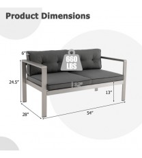 Contemporary 2-Person Sofa Chair with WPC Armrests for Balcony Backyard Porch