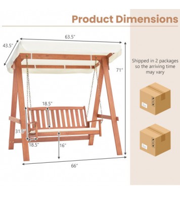 Outdoor 2-Seat Swing Bench w/ith A Frame and Sturdy Metal Hanging Chainsx