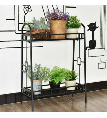 2-Tier Heavy Duty Metal Flower Plant Stand